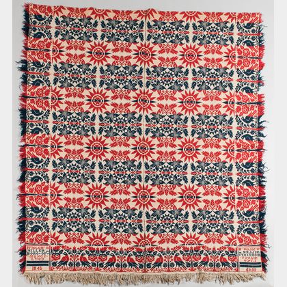 Red, White, and Blue, Woven Wool Coverlet