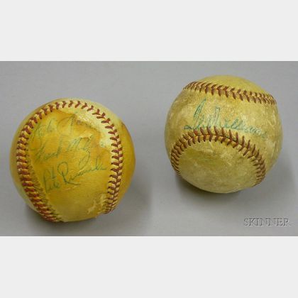 Circa 1959 Ted Williams Autographed Game Ball and a Red Sox Player Autographed Ball
