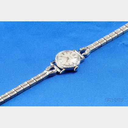 Lady's 18kt White Gold and Diamond Wristwatch, Longines