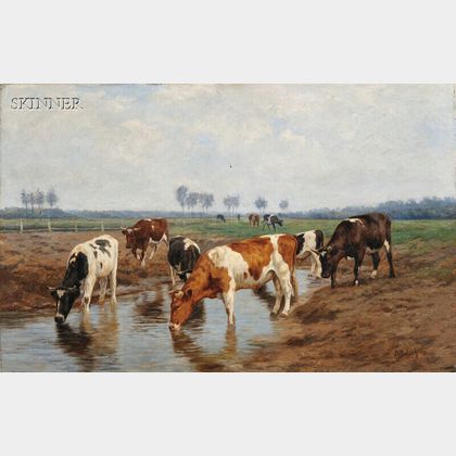 Hermann Baisch (German, 1846-1894) Cattle Watering