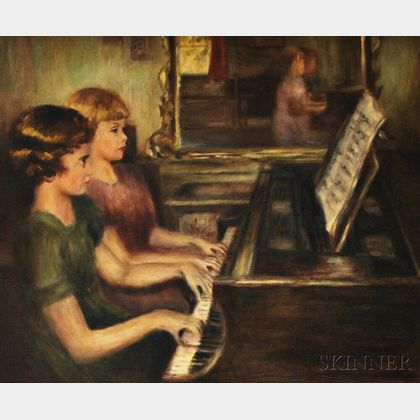 American School, 20th Century Two Girls at the Piano
