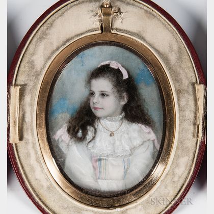 Anglo American School, 19th/20th Century Portrait Miniature of a Young Girl
