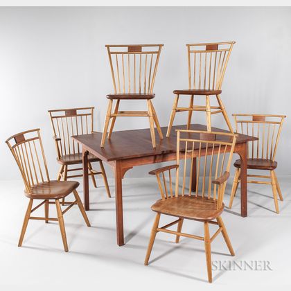 Dining Table with Six Thomas Moser Chairs 