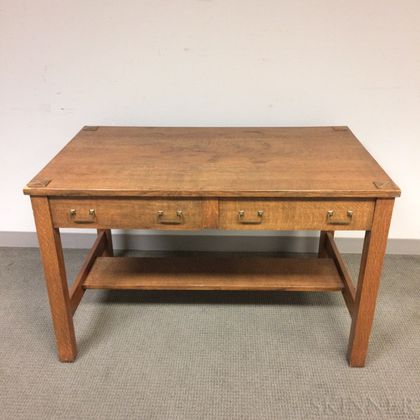 Arts and Crafts Oak Two-drawer Desk