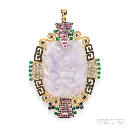 18kt Gold and Lavender Jade Pendant