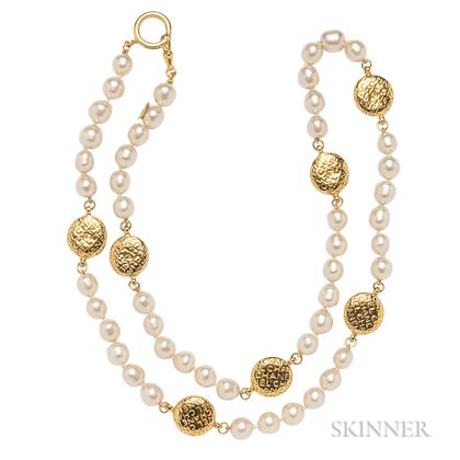 Gilt-metal and Faux Pearl Necklace, Chanel
