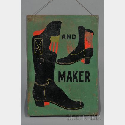 Painted Tin Boot and Shoemaker's Trade Sign