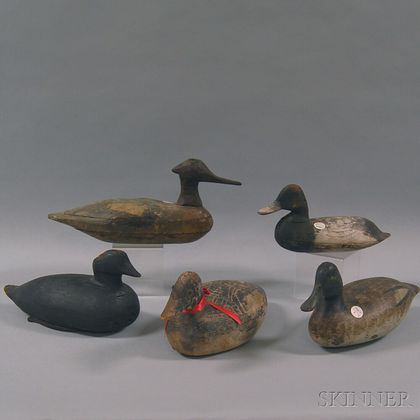 Five Duck Decoys with Collection Stamps