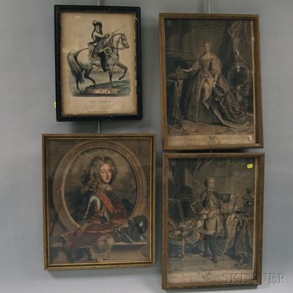 Four Engravings of Nobility: After Jean-Baptiste van Loo (French, 1684-1745),Portraits of Louis XV and Marie Leczinska