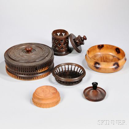 Six Ornamentally Turned Objects