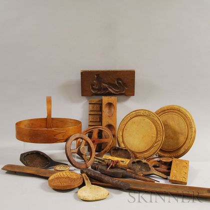 Twenty Wooden Domestic Items