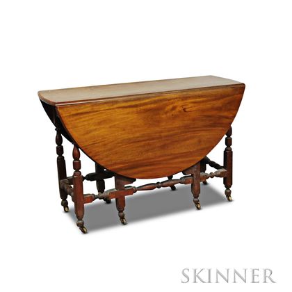 William & Mary-style Mahogany and Stained Maple Gate-leg Table