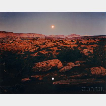 John Pfahl (American, b. 1939) Two Photographs: Moonrise over Pie Pan, Capitol Reef National Park, Utah