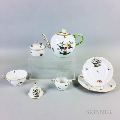 Seven Herend Porcelain Tableware Items. Estimate $50-75