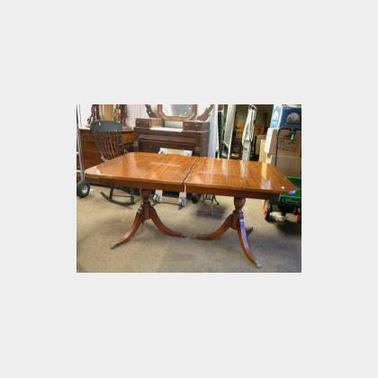 Federal-style Mahogany Double-Pedestal Dining Table. 