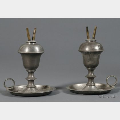 Pair of Pewter Hand Lamps
