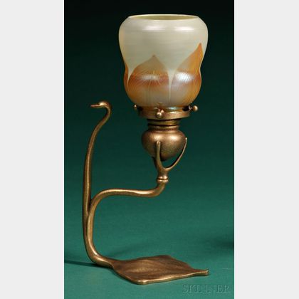 Tiffany Studios Dore Candlestick with Decorated Shade