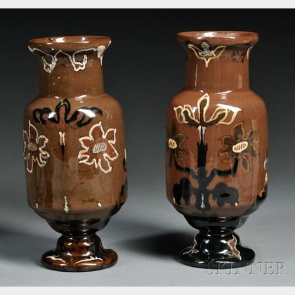Pair of Rozenburg den Haag Gouda Pottery High Glaze Vases