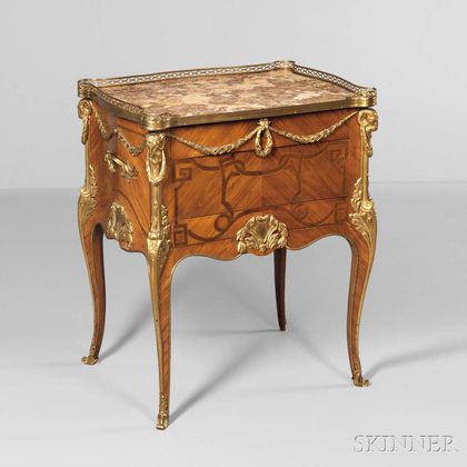 Louis XVI-style Gilt-bronze and Marble-top Table à Ecrire