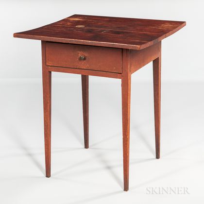 Federal Red-painted Maple Single-drawer Table