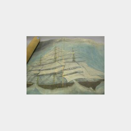 Oil on Canvas Mural of Two Sailing Ships
