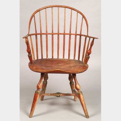 Painted Maple and Ash Sack-back Windsor Chair
