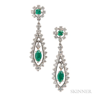 Diamond and Emerald Earrings