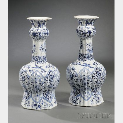 Pair of Dutch Delft Blue and White Vases