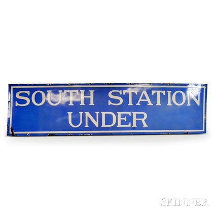 Large MBTA Enameled South Station Sign
