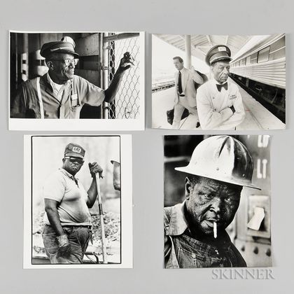 Four Large Format Photographs of African American Railroad and Construction Workers