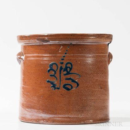 Cobalt-decorated Four-gallon Stoneware Crock