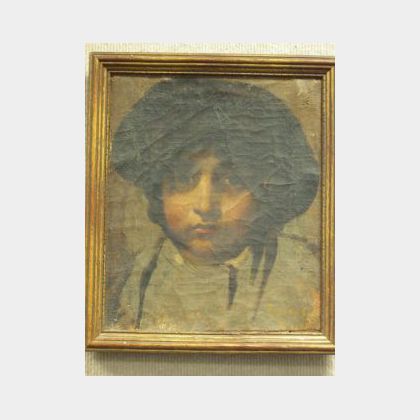 Framed Oil on Canvas Portrait of a Boy, Inscribed Budkowsky... l.r. 