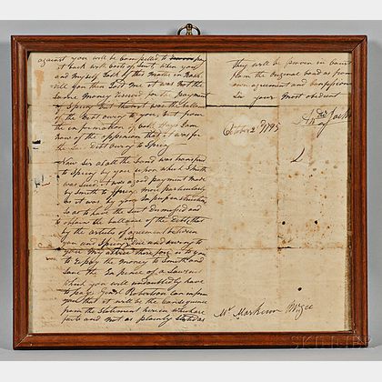 Jackson, Andrew (1767-1845) Autograph Letter Signed, 2 October 1795.