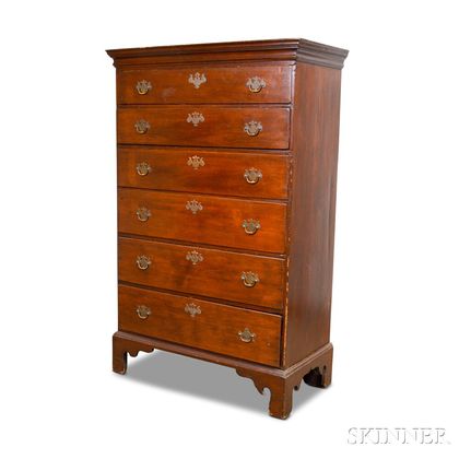 Chippendale Birch and Pine Tall Chest