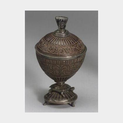 Carved Coconut Shell Cup and Cover