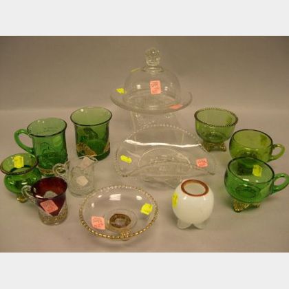 Twelve Pieces of Victorian Jefferson Glass Co. Colorado and Lacy Medallion Glass Tableware