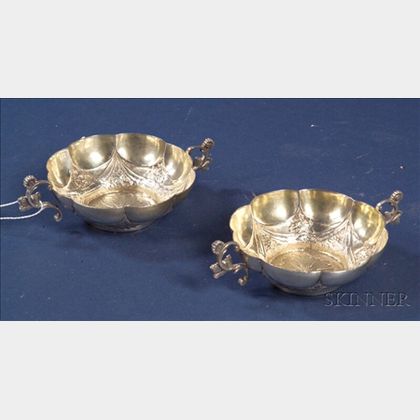 Pair of Spanish Colonial Silver Lobed Bowls