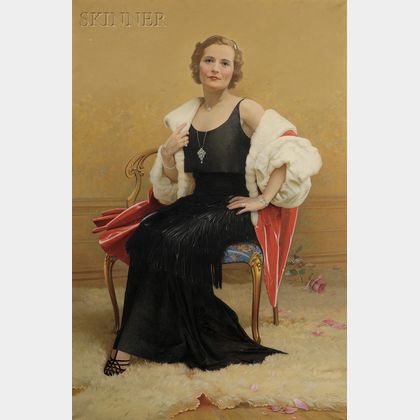 George Frederick Kaber (American, 1860-1951) Portrait of Grace Kaber McTarnahan, the Artist's Daughter, in Elegant Dress