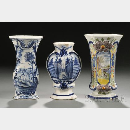 Three Dutch Delft Vases