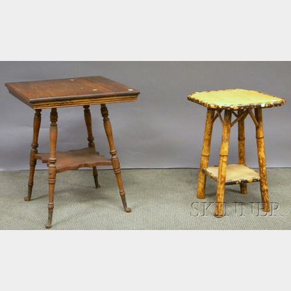 Victorian Bamboo Occasional Table and a Late Victorian Oak Occasional Table. 