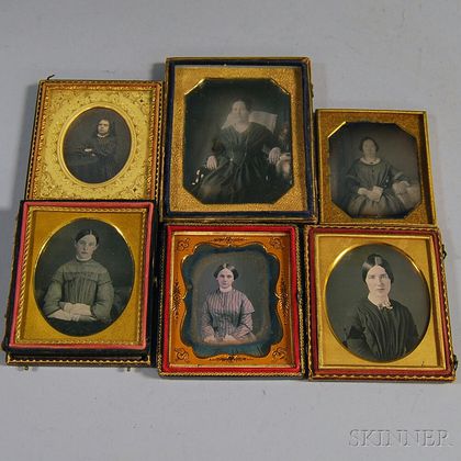 Six Daguerreotype Portraits of Five Young Ladies and a Girl