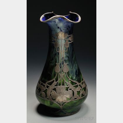 Loetz Titania Silver Overlay Vase