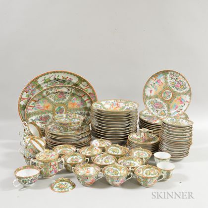 Large Group of Rose Medallion Porcelain Tableware. Estimate $300-500
