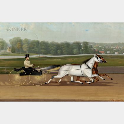John McAuliffe (American, 1830-1900) Mr. Claflin Driving his Team on the Fleetwood Race Track