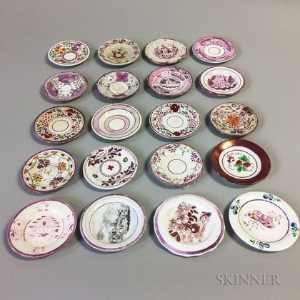 Twenty Pink Lustre Ceramic Cup Plates.