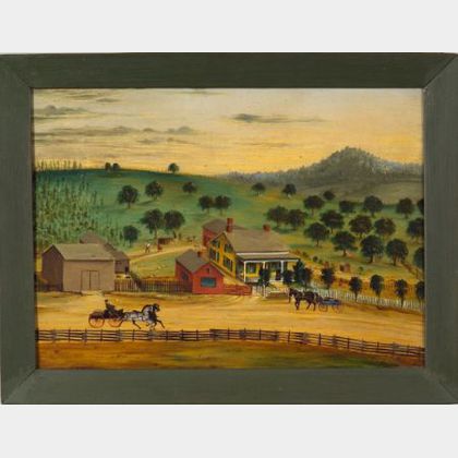 Attributed to Joseph H. Hidley (American, 1830-1872) Farm Scene.