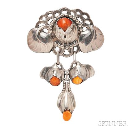 Silver and Amber Brooch, 