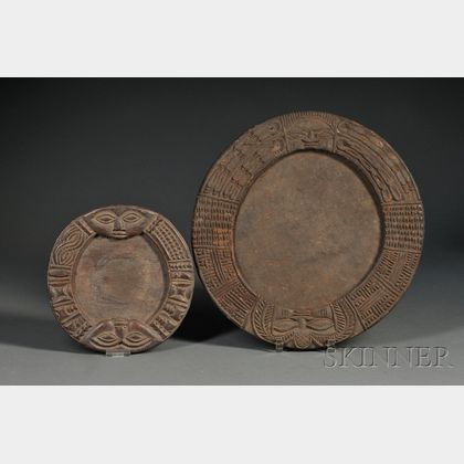 Two African Carved Wood Divination Trays