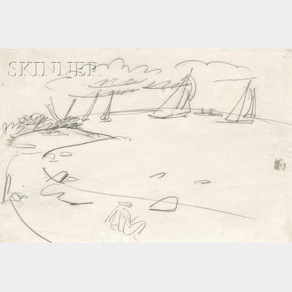 Ernst Ludwig Kirchner (German, 1880-1938) Segeln Auf Das Meer [Sailboat on a Lake]