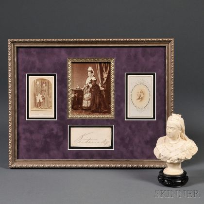 Queen Victoria Bust and Group of Framed Items